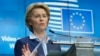 Chủ tịch Ủy ban Châu Âu, Ursula von der Leyen trong cuộc họp báo tại trụ sở Ủy ban ở Brussels, ngày 23/4/2020.